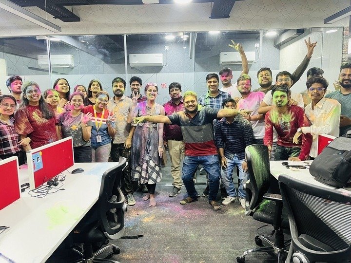 Holi celebrations on the Futops office floor